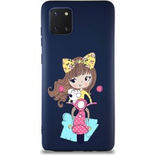 Printify Samsung Galaxy Note 10 Lite Soft Premier Kapak Vespagirl Tasarımlı Silikon Kılıf - Lacivert