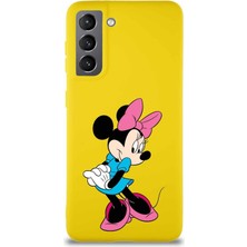 Printify Samsung Galaxy S21 Soft Premier Kapak Minnie Mouse-F Tasarımlı Silikon Kılıf - Sarı