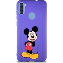 Printify Samsung Galaxy A11 Soft Premier Kapak Mickey Mouse-B Tasarımlı Silikon Kılıf - Mor