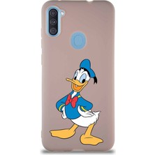 Printify Samsung Galaxy A11 Soft Premier Kapak Donald Duck-C Tasarımlı Silikon Kılıf - Pudra