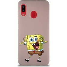 Printify Samsung Galaxy A30 Soft Premier Kapak Sünger Bob Tasarımlı Silikon Kılıf - Pudra