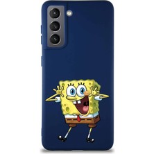 Printify Samsung Galaxy S21 Soft Premier Kapak Sünger Bob Tasarımlı Silikon Kılıf - Lacivert