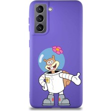 Printify Samsung Galaxy S21 Soft Premier Kapak Sandy Tasarımlı Silikon Kılıf - Mor