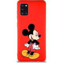 Printify Samsung Galaxy A31 Soft Premier Kapak Mickey Mouse-D Tasarımlı Silikon Kılıf - Kırmızı