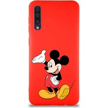 Printify Samsung Galaxy A50S Soft Premier Kapak Mickey Mouse-C Tasarımlı Silikon Kılıf - Kırmızı