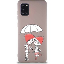 Printify Samsung Galaxy A31 Soft Premier Kapak Aşk Tasarımlı Silikon Kılıf - Pudra