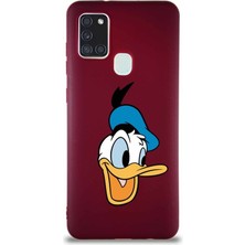 Printify Samsung Galaxy A21S Soft Premier Kapak Donald Duck-A Tasarımlı Silikon Kılıf - Mürdüm