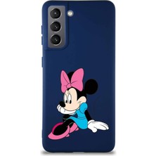 Printify Samsung Galaxy S21 Soft Premier Kapak Minnie Mouse-E Tasarımlı Silikon Kılıf - Lacivert