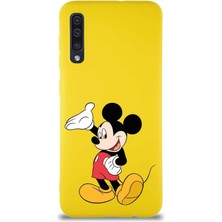 Printify Samsung Galaxy A50 Soft Premier Kapak Mickey Mouse-C Tasarımlı Silikon Kılıf - Sarı