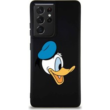 Printify Samsung Galaxy S21 Ultra Soft Premier Kapak Donald Duck-F Tasarımlı Silikon Kılıf - Siyah