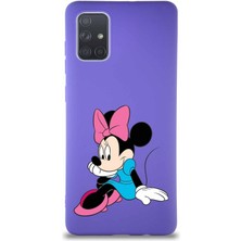 Printify Samsung Galaxy A71 Soft Premier Kapak Minnie Mouse-E Tasarımlı Silikon Kılıf - Mor
