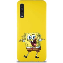 Printify Samsung Galaxy A50 Soft Premier Kapak Sünger Bob Tasarımlı Silikon Kılıf - Sarı