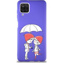 Printify Samsung Galaxy A12 Soft Premier Kapak Aşk Tasarımlı Silikon Kılıf - Mor