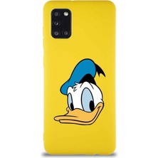 Printify Samsung Galaxy A31 Soft Premier Kapak Donald Duck-B Tasarımlı Silikon Kılıf - Sarı