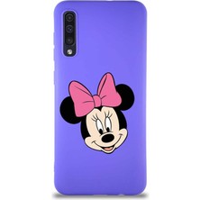 Printify Samsung Galaxy A50 Soft Premier Kapak Minnie Mouse-C Tasarımlı Silikon Kılıf - Mor
