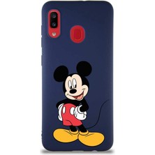 Printify Samsung Galaxy A20 Soft Premier Kapak Mickey Mouse-E Tasarımlı Silikon Kılıf - Lacivert