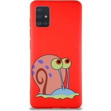 Printify Samsung Galaxy A51 Soft Premier Kapak Salyangoz Gary Tasarımlı Silikon Kılıf - Kırmızı