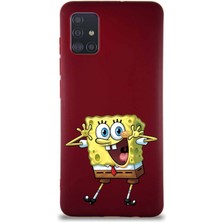 Printify Samsung Galaxy M31S Soft Premier Kapak Sünger Bob Tasarımlı Silikon Kılıf - Mürdüm