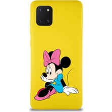 Printify Samsung Galaxy A81 Soft Premier Kapak Minnie Mouse-E Tasarımlı Silikon Kılıf - Sarı