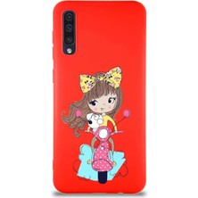 Printify Samsung Galaxy A50S Soft Premier Kapak Vespagirl Tasarımlı Silikon Kılıf - Kırmızı