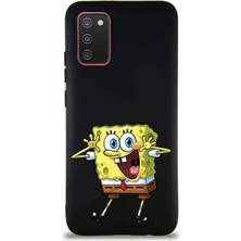 Printify Samsung Galaxy A02S Soft Premier Kapak Sünger Bob Tasarımlı Silikon Kılıf - Siyah