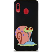 Printify Samsung Galaxy A20 Soft Premier Kapak Salyangoz Gary Tasarımlı Silikon Kılıf - Siyah