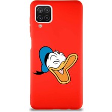 Printify Samsung Galaxy A12 Soft Premier Kapak Donald Duck-E Tasarımlı Silikon Kılıf - Kırmızı