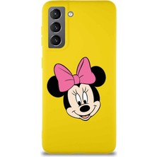 Printify Samsung Galaxy S21 Soft Premier Kapak Minnie Mouse-C Tasarımlı Silikon Kılıf - Sarı