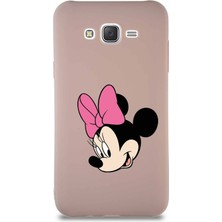 Printify Samsung Galaxy J7 Core Soft Premier Kapak Minnie Mouse-B Tasarımlı Silikon Kılıf - Pudra