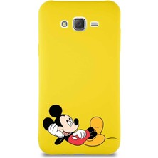 Printify Samsung Galaxy J7 Core Soft Premier Kapak Mickey Mouse-F Tasarımlı Silikon Kılıf - Sarı