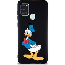 Printify Samsung Galaxy A21S Soft Premier Kapak Donald Duck-D Tasarımlı Silikon Kılıf - Siyah