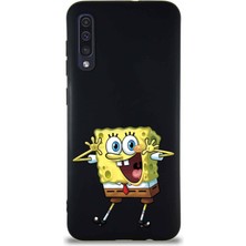 Printify Samsung Galaxy A30S Soft Premier Kapak Sünger Bob Tasarımlı Silikon Kılıf - Siyah