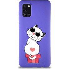 Printify Samsung Galaxy A31 Soft Premier Kapak Coolcat Tasarımlı Silikon Kılıf - Mor