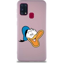 Printify Samsung Galaxy M31 Soft Premier Kapak Donald Duck-E Tasarımlı Silikon Kılıf - Pudra