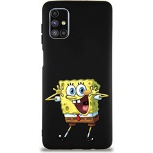 Printify Samsung Galaxy M51 Soft Premier Kapak Sünger Bob Tasarımlı Silikon Kılıf - Siyah