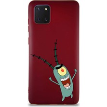 Printify Samsung Galaxy A81 Soft Premier Kapak Plankton Tasarımlı Silikon Kılıf - Mürdüm