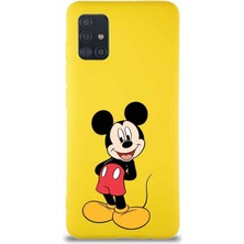 Printify Samsung Galaxy A51 Soft Premier Kapak Mickey Mouse-B Tasarımlı Silikon Kılıf - Sarı