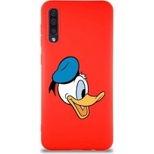 Printify Samsung Galaxy A50S Soft Premier Kapak Donald Duck-F Tasarımlı Silikon Kılıf - Kırmızı
