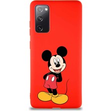 Printify Samsung Galaxy S20 Fe Soft Premier Kapak Mickey Mouse-B Tasarımlı Silikon Kılıf - Kırmızı
