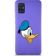 Printify Samsung Galaxy A51 Soft Premier Kapak Donald Duck-F Tasarımlı Silikon Kılıf - Mor