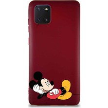 Printify Samsung Galaxy A81 Soft Premier Kapak Mickey Mouse-F Tasarımlı Silikon Kılıf - Mürdüm