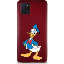 Printify Samsung Galaxy A81 Soft Premier Kapak Donald Duck-C Tasarımlı Silikon Kılıf - Mürdüm