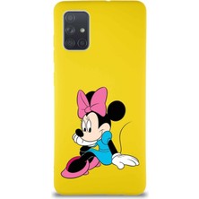 Printify Samsung Galaxy A71 Soft Premier Kapak Minnie Mouse-E Tasarımlı Silikon Kılıf - Sarı