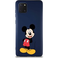 Printify Samsung Galaxy Note 10 Lite Soft Premier Kapak Mickey Mouse-B Tasarımlı Silikon Kılıf - Lacivert