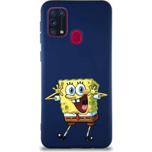 Printify Samsung Galaxy M31 Soft Premier Kapak Sünger Bob Tasarımlı Silikon Kılıf - Lacivert