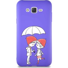Printify Samsung Galaxy J7 Core Soft Premier Kapak Aşk Tasarımlı Silikon Kılıf - Mor