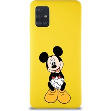 Printify Samsung Galaxy M31S Soft Premier Kapak Mickey Mouse-A Tasarımlı Silikon Kılıf - Sarı