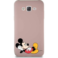 Printify Samsung Galaxy J7 Core Soft Premier Kapak Mickey Mouse-F Tasarımlı Silikon Kılıf - Pudra
