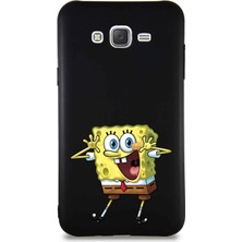 Printify Samsung Galaxy J7 Core Soft Premier Kapak Sünger Bob Tasarımlı Silikon Kılıf - Siyah