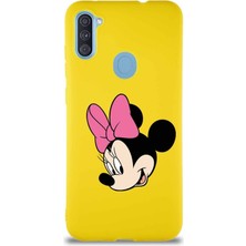 Printify Samsung Galaxy M11 Soft Premier Kapak Minnie Mouse-B Tasarımlı Silikon Kılıf - Sarı
